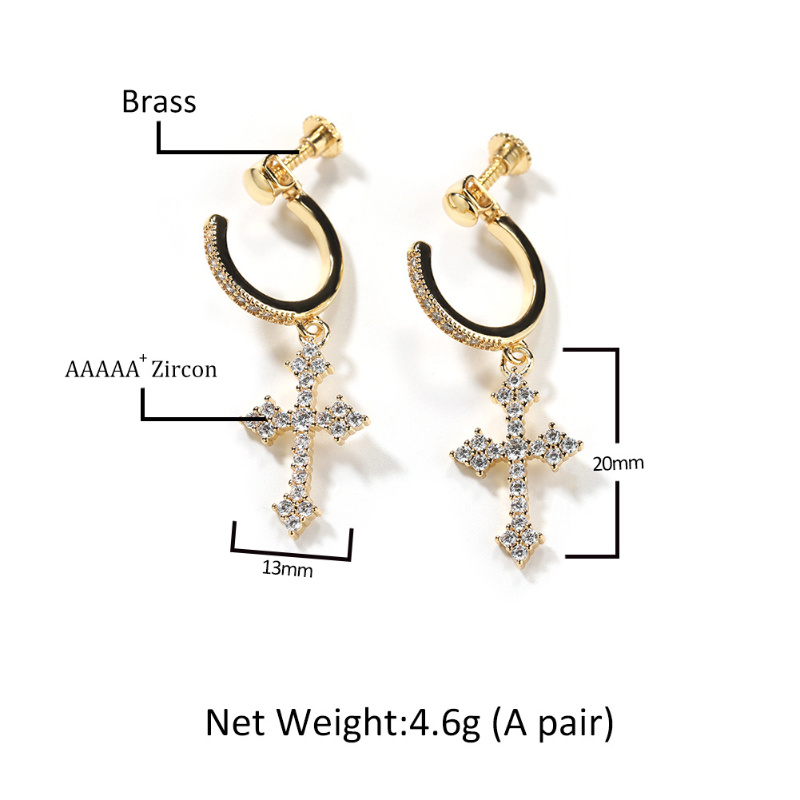 Hip Hop Spiral Buckle Cross Earrings