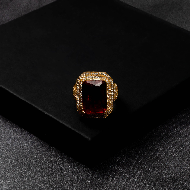 Iced Out Ruby Ring