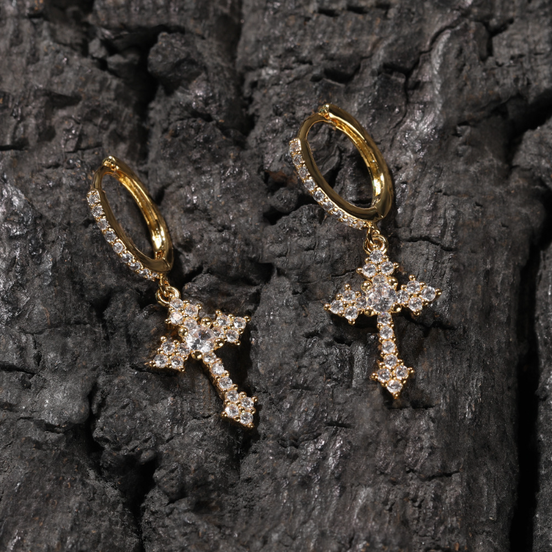 Mini cross earrings
