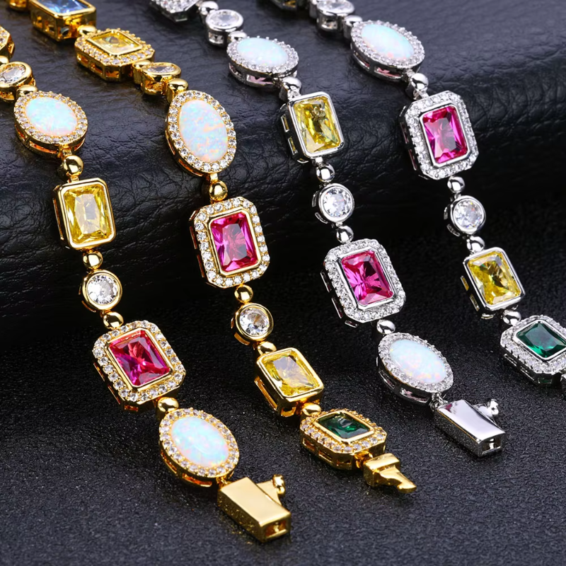 18k gold-plated colored diamond necklace