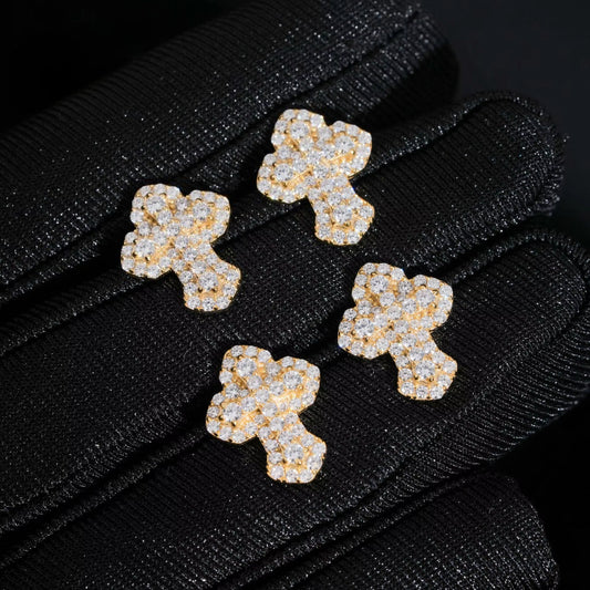 VVS Diamond Frozen Moissanite Cross Earrings