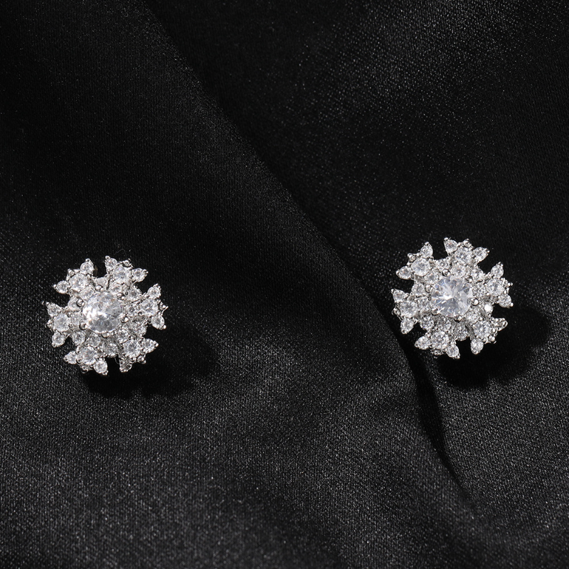 Zircon Snowflake Cross Strong Magnetic Earrings
