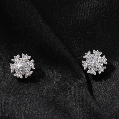 Zircon Snowflake Cross Strong Magnetic Earrings