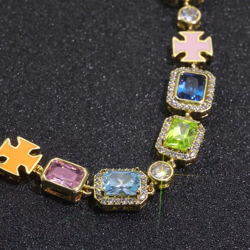 Multicolor Cubic Zirconia Tennis Necklace
