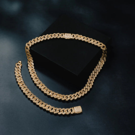 ICERIME 14mm Prong Cuban Chain & Bracelet Bundle