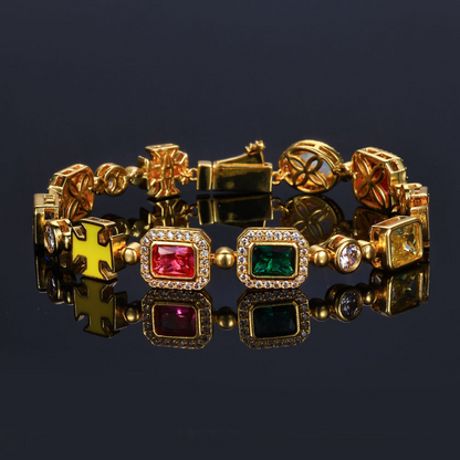 Hip Hop Colored Gem Bracelet