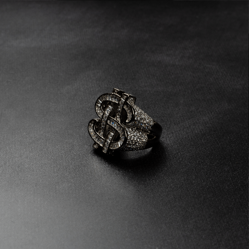Iced Dollar Sign Ring