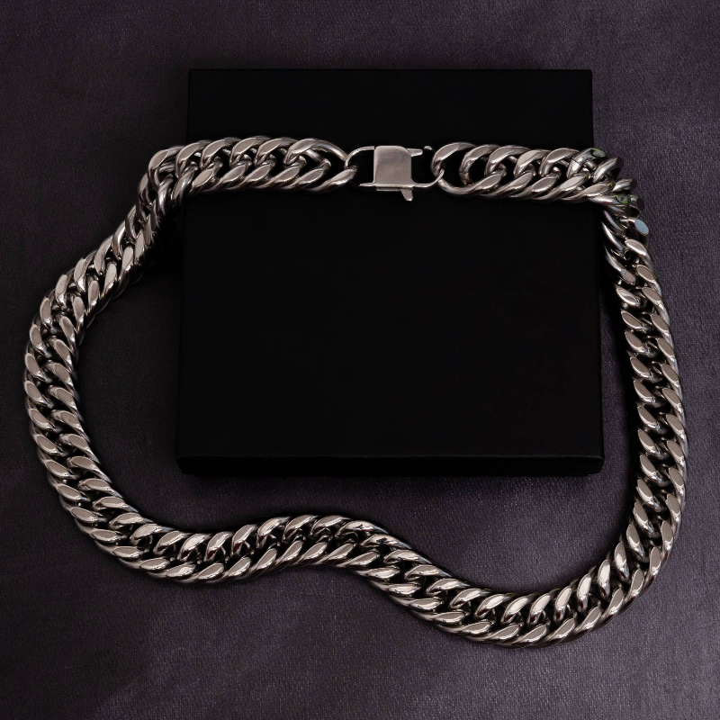 22mm Cuban Chain Adjustable White Gold