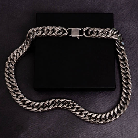22mm Cuban Chain Adjustable White Gold