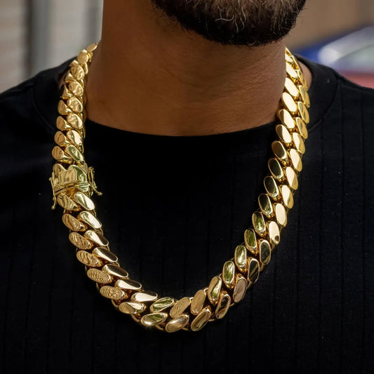 12mm Cuban Link Necklace and Bracelet Set, 14K Gold