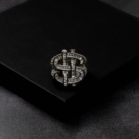 Iced Dollar Sign Ring