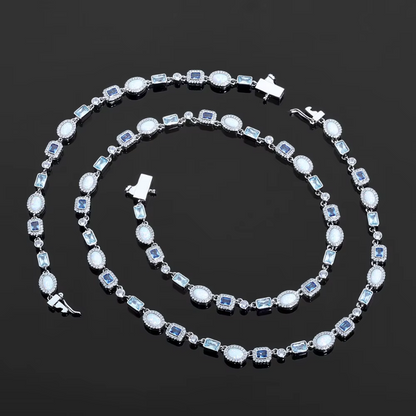 6mm Geometric Gemstone CZ Diamond Necklace