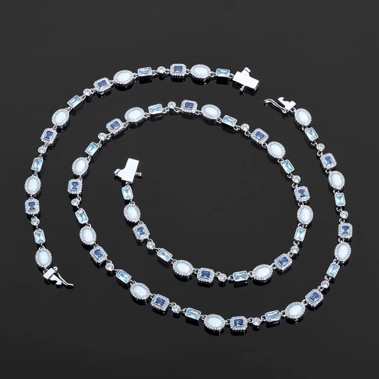 6mm Geometric Gemstone CZ Diamond Necklace