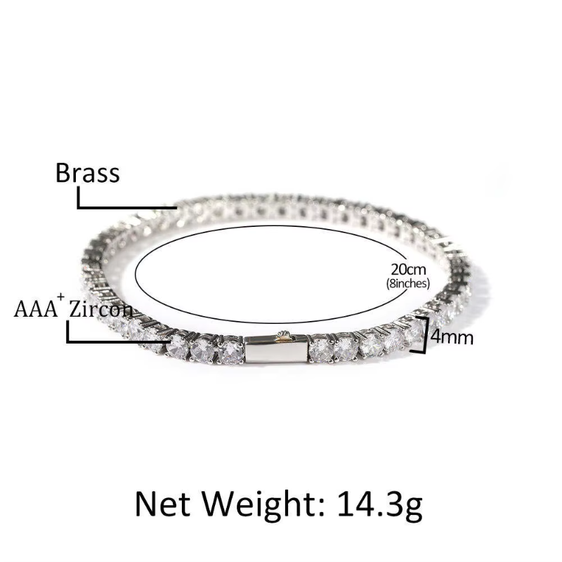 2mm 3mm 4mm 5mm 8mm wide single row tennis chain