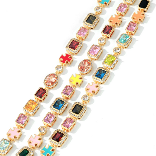 Multicolor Cubic Zirconia Tennis Necklace