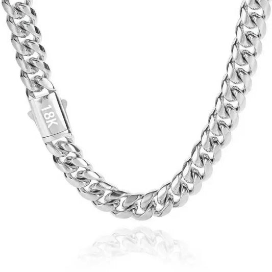 8-14mm Stainless Steel Gold Color Cuban Chain Waterproof Men woman