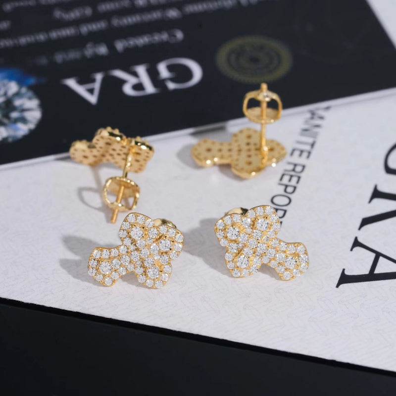 VVS Diamond Frozen Moissanite Cross Earrings
