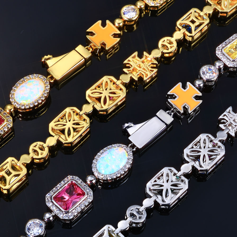 Hip Hop Colored Gem Bracelet