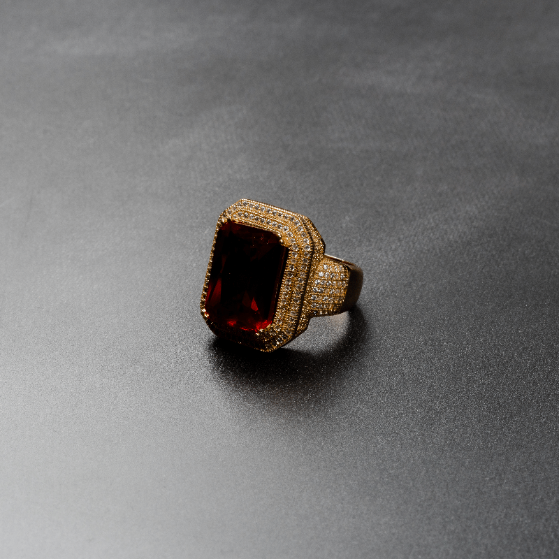 Iced Out Ruby Ring