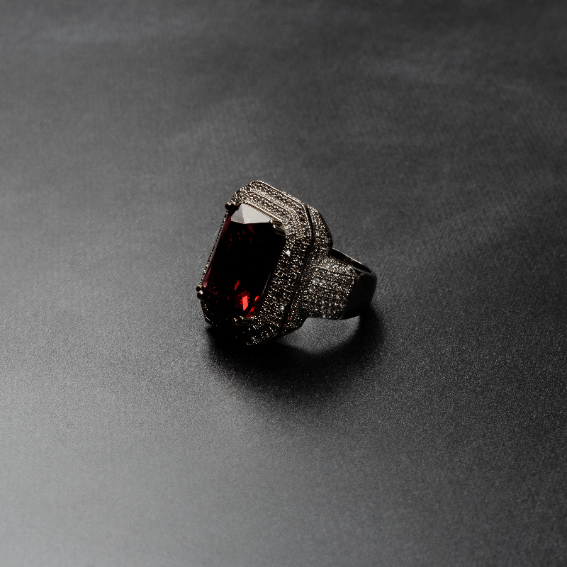Iced Out Ruby Ring