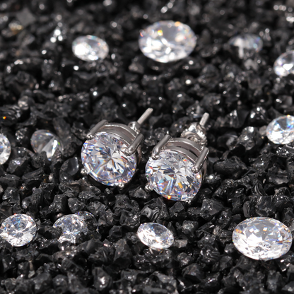 Zircon Hip Hop 925 Silver Stud Earrings