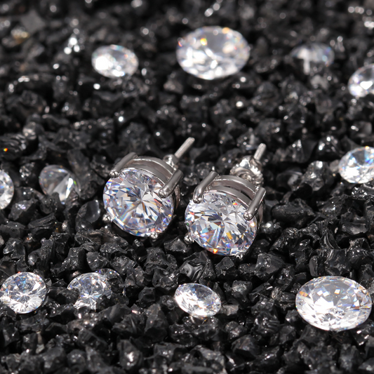 Zircon Hip Hop 925 Silver Stud Earrings