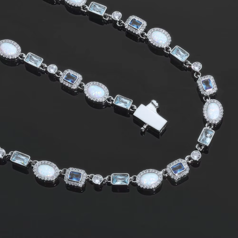 6mm Geometric Gemstone CZ Diamond Necklace