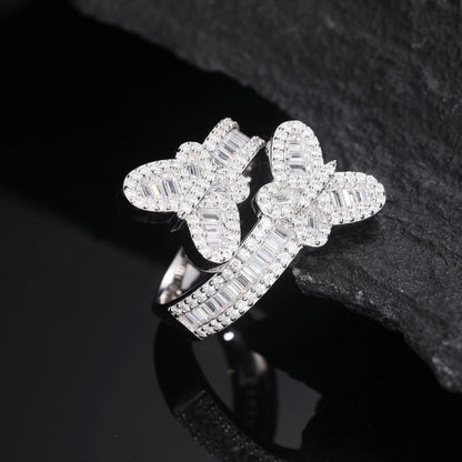 VVS Rectangular Moissanite Butterfly Ring