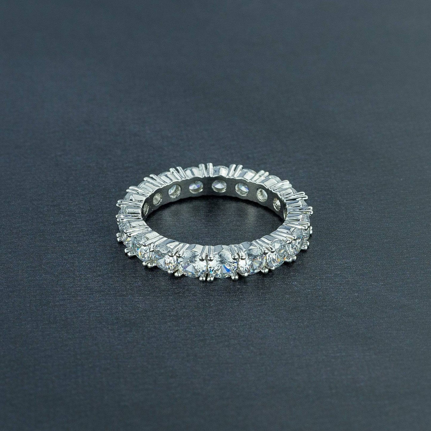 One Row Solitaire Ring