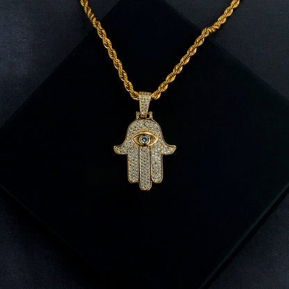 Iced Hamsa Pendant