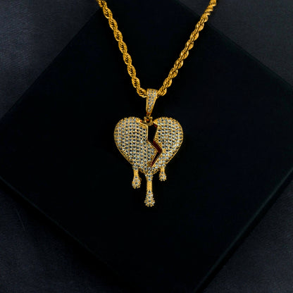 Iced Dripping Heart Pendant