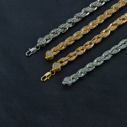 9mm Iced Rope Bracelet & Chain Bundle