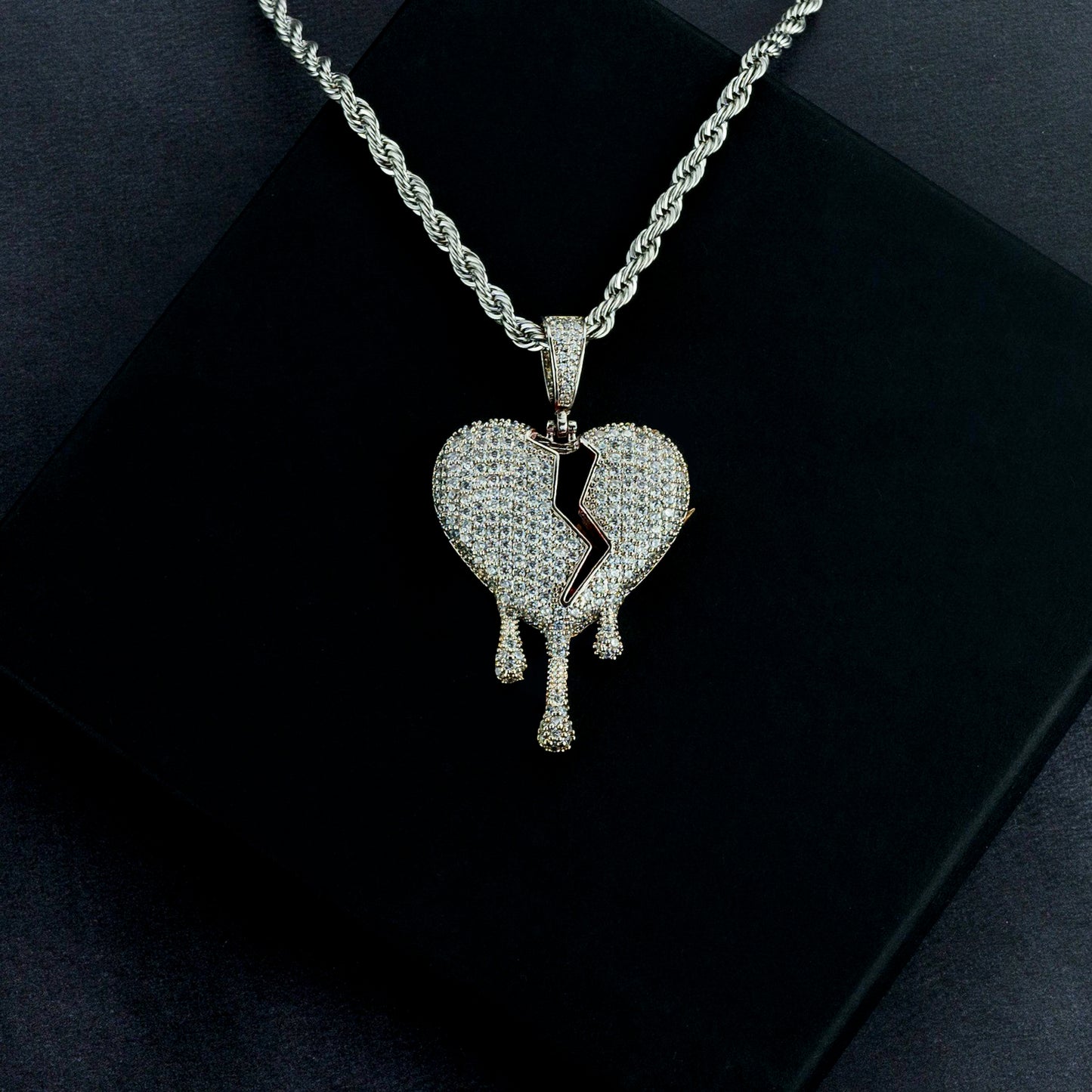Iced Dripping Heart Pendant