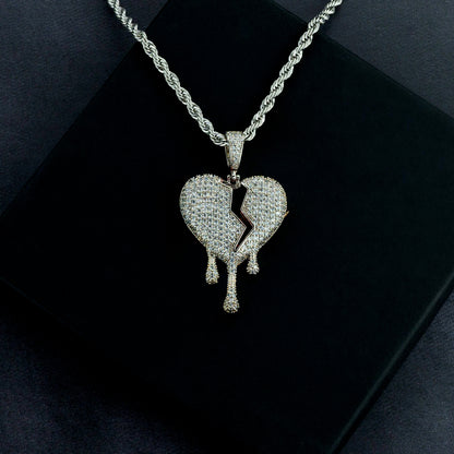 Iced Dripping Heart Pendant