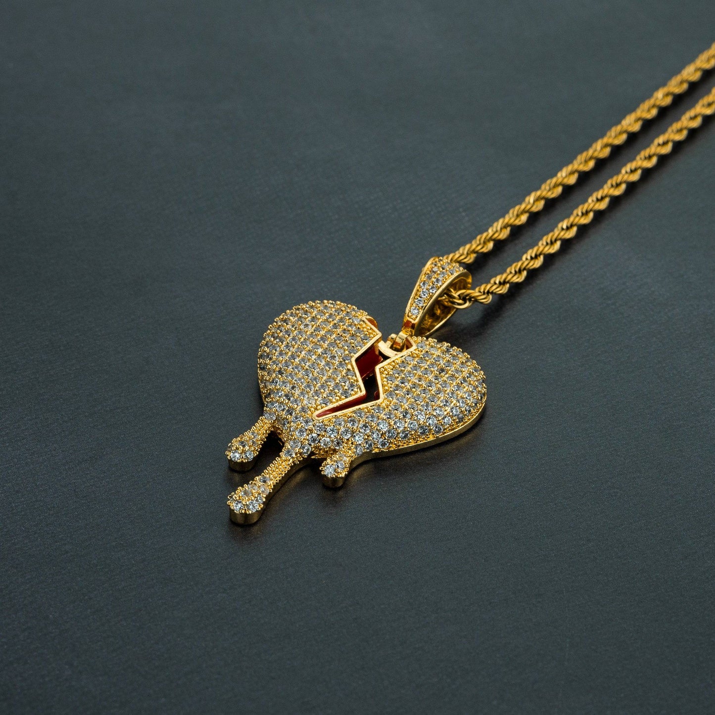 Iced Dripping Heart Pendant