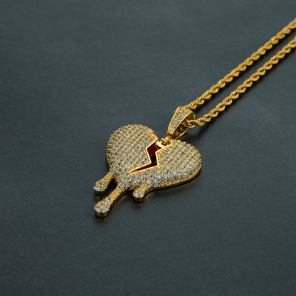 Iced Dripping Heart Pendant