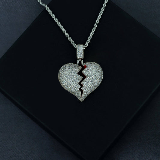 Frozen Heart Pendant w/ Rope Chain