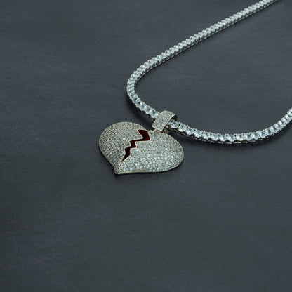Frozen Heart Pendant w/ 4mm Tennis Chain