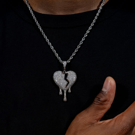 Iced Dripping Heart Pendant