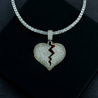 Frozen Heart Pendant w/ 4mm Tennis Chain