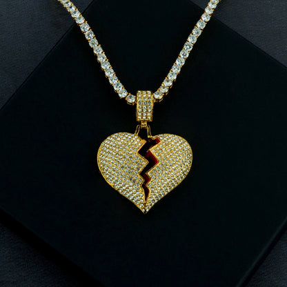 Frozen Heart Pendant w/ 4mm Tennis Chain