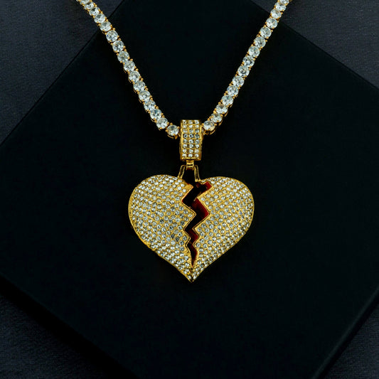 Frozen Heart Pendant w/ 4mm Tennis Chain