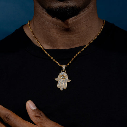 Iced Hamsa Pendant