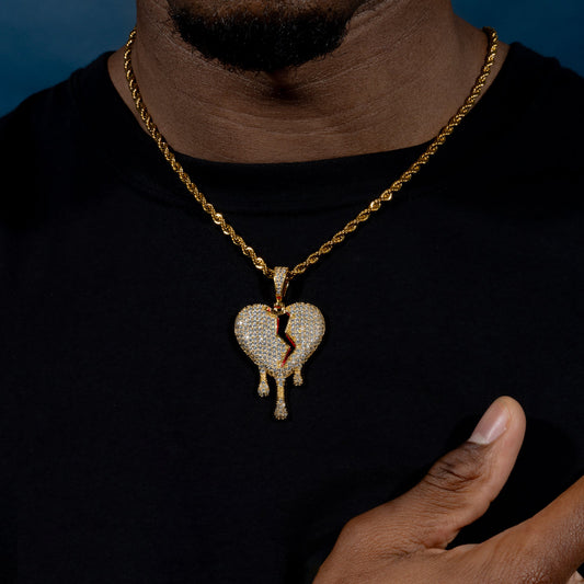 Iced Dripping Heart Pendant