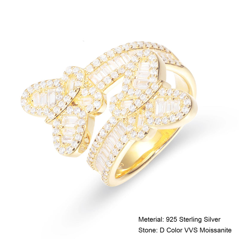 VVS Rectangular Moissanite Butterfly Ring