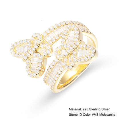 VVS Rectangular Moissanite Butterfly Ring