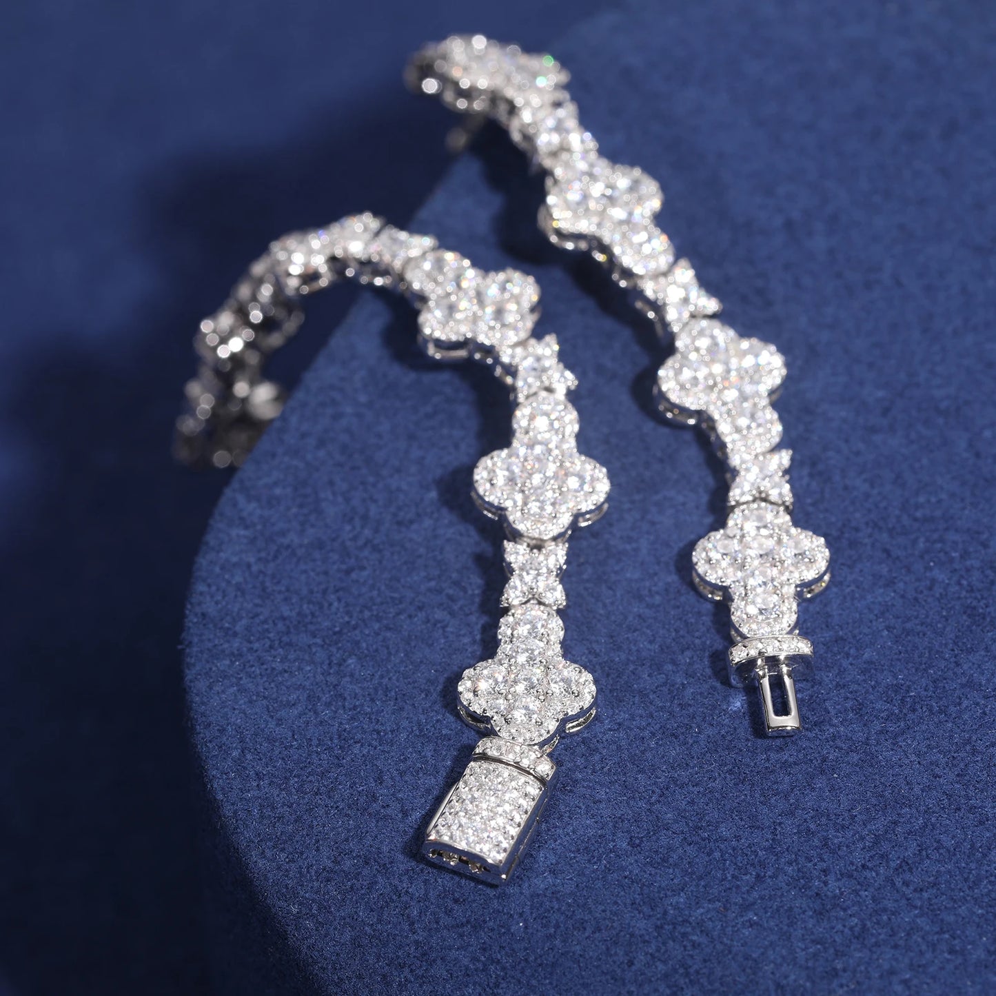 10mm 925 sterling silver ice crystal cross chain