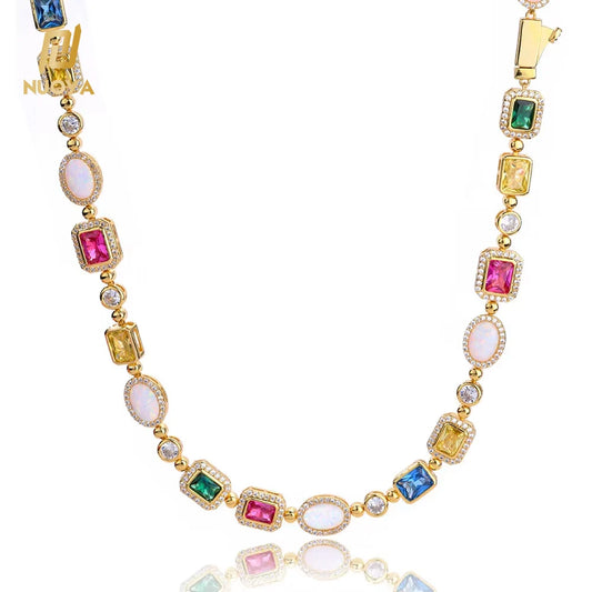 18k gold-plated colored diamond necklace