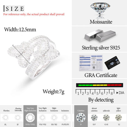 VVS Rectangular Moissanite Butterfly Ring