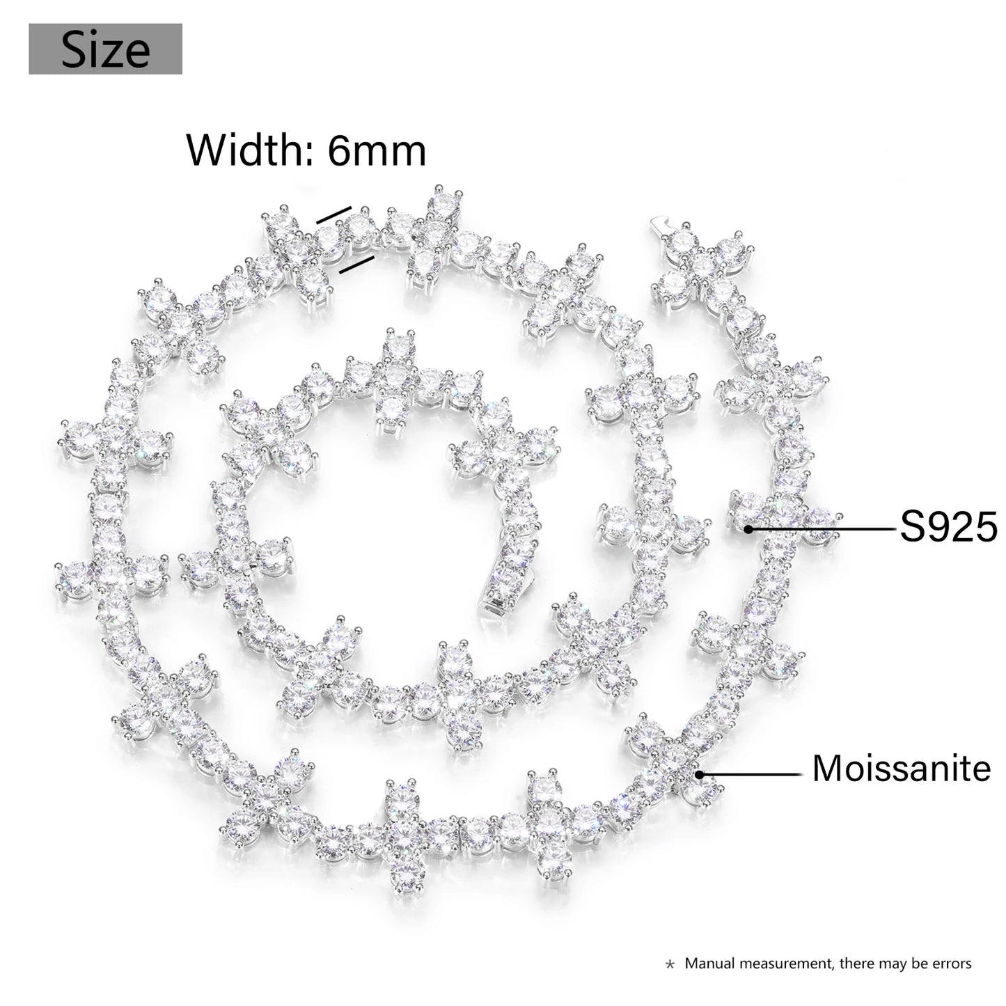6mm Diamond Cross Tennis Necklace